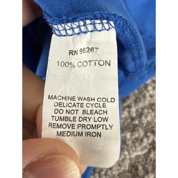 Turtle Bay Size L Pleated Minimalist Casual Top Blue Short Sleeve Pullover - Picture 5 of 6